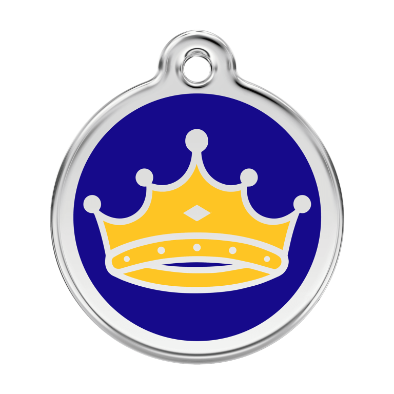 Vue avant - Médaille personnalisée pour chien Red Dingo Émail et acier inoxydable Roi Bleu foncé - Size L