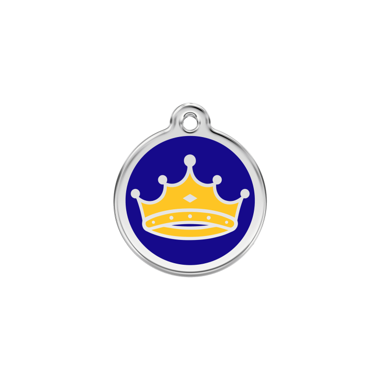 Vue avant - Médaille personnalisée pour chien/chat Red Dingo Émail/Acier inoxydable Roi Bleu foncé - Size S