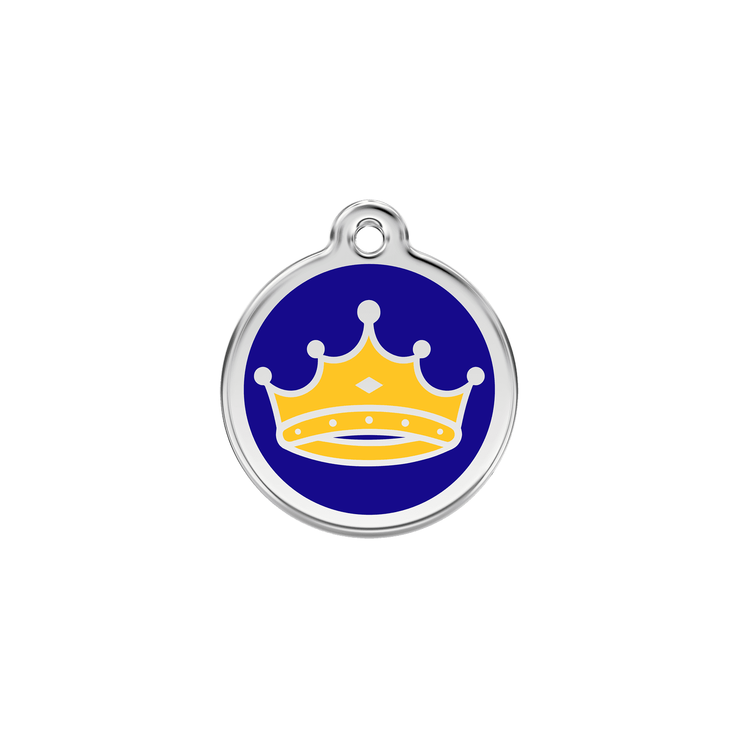 Vue avant - Médaille personnalisée pour chien/chat Red Dingo Émail/Acier inoxydable Roi Bleu foncé - Size S