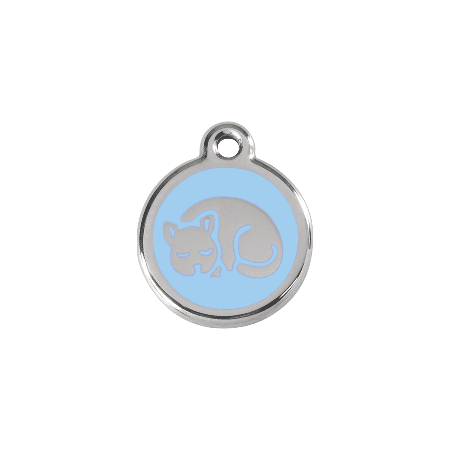 Vue avant - Médaille personnalisée pour chat en émail et acier inoxydable - Red Dingo 01-KT-LB-SM - Bleu clair - Size S