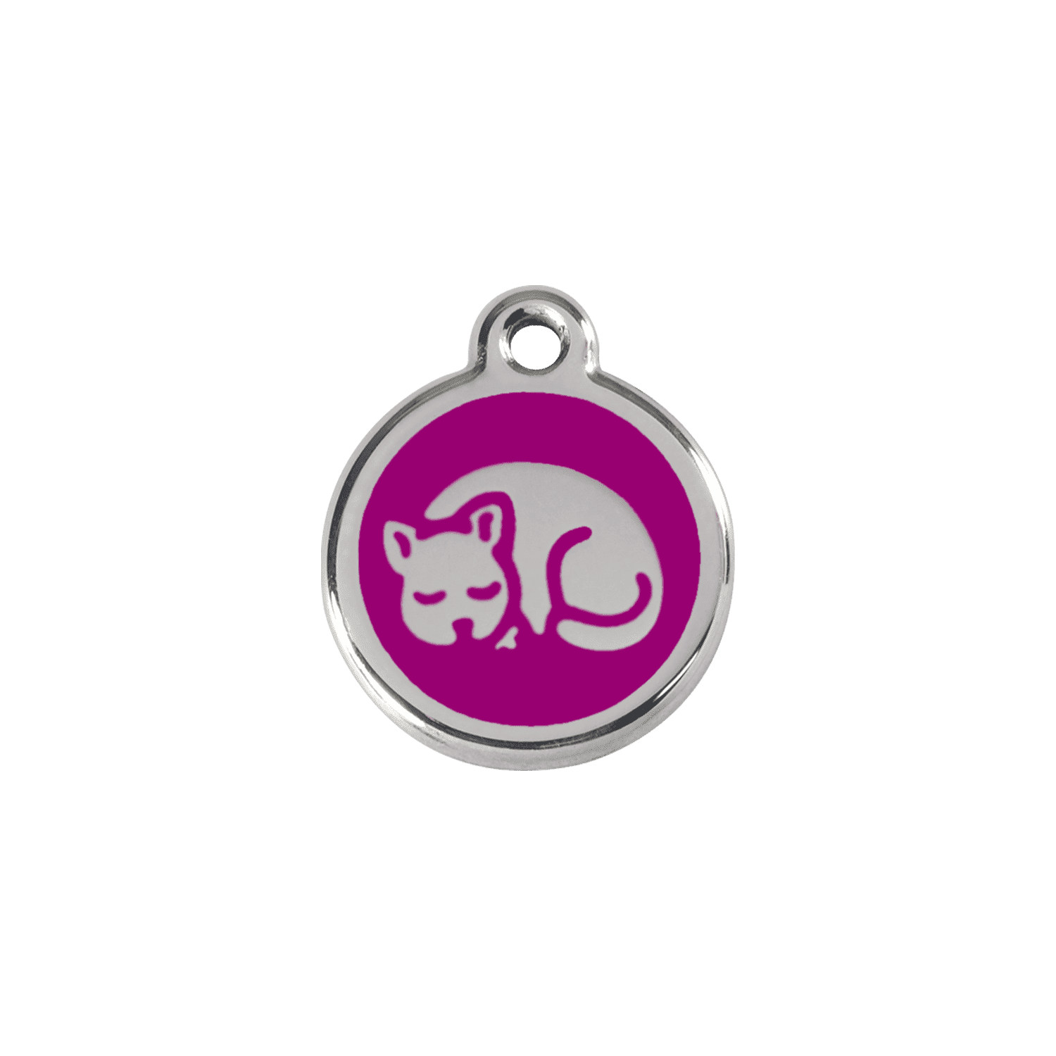 Vue avant - Médaille personnalisée pour chat en émail violet - Red Dingo - Size S
