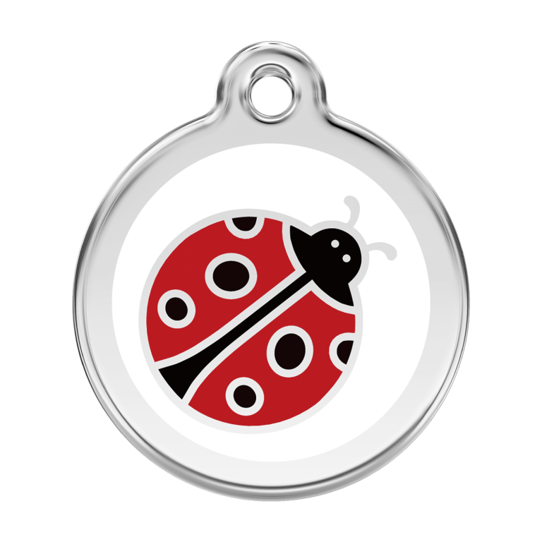 Vue avant - Médaille personnalisée pour chien Red Dingo Coccinelle Blanc Size L