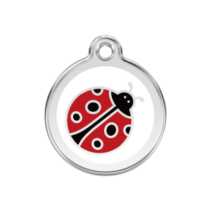 White Ladybug Dog ID Tag Medium