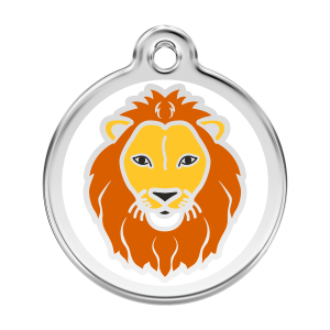 White Lion Dog ID Tag Large 38mm Enamel & Stainless Steel