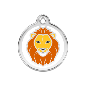 White Lion Dog ID Tag Medium 30mm Enamel & Stainless Steel