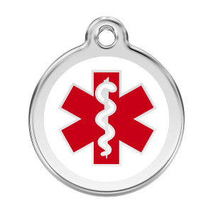 White Medical Tag Dog ID Tag Large