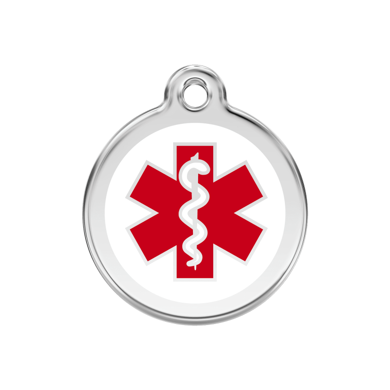 Vue avant - Médaille personnalisée pour chien Red Dingo Blanc M en émail et acier inoxydable