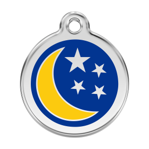 Dark Blue Moon and Stars Dog ID Tag Large
