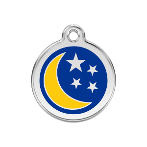 Dark Blue Moon and Stars Dog ID Tag Medium