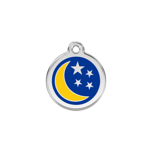 Dark Blue Moon and Stars Cat ID Tag Small