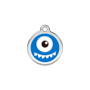 Dark Blue Monster Cat ID Tag Small 20mm Enamel & Stainless Steel
