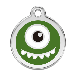 Green Monster Dog ID Tag Large 38mm Enamel & Stainless Steel