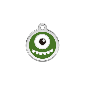 Green Monster Cat ID Tag Small 20mm Enamel & Stainless Steel
