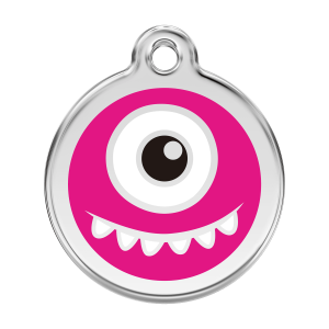 Bright Pink Monster Dog ID Tag Large