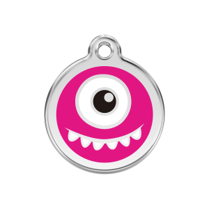 Bright Pink Monster Dog ID Tag Medium