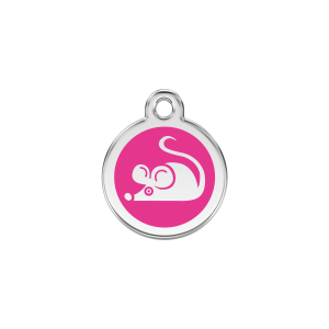 Bright Pink Mouse Cat ID Tag Small
