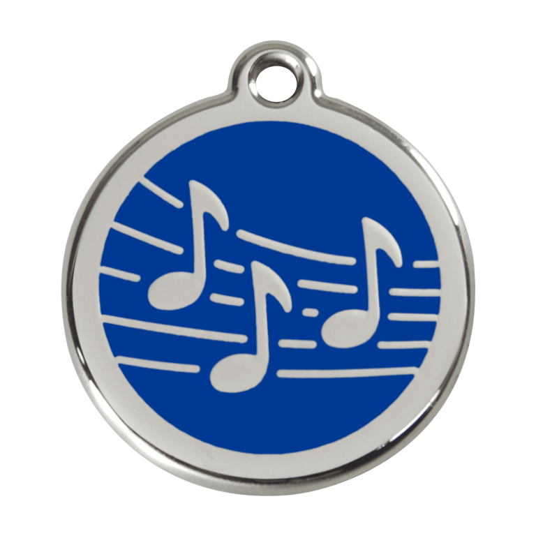 Vue avant - Médaille personnalisée pour chien Red Dingo Émail/Acier inoxydable Bleu foncé - Size L