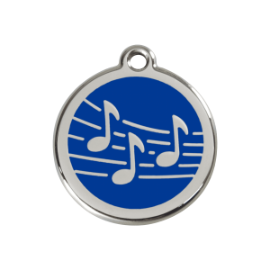 Dark Blue Music Dog ID Tag Medium