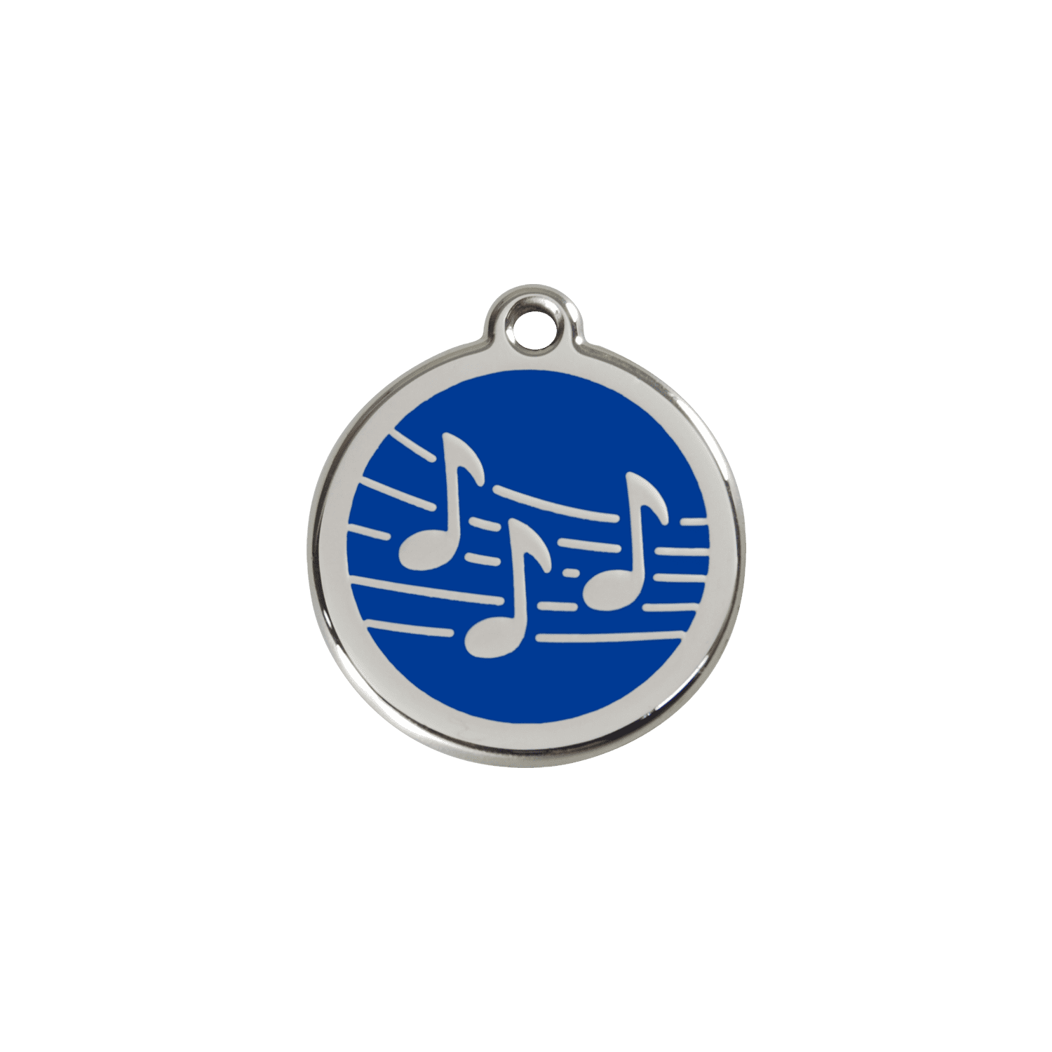 Vue avant - Médaille personnalisée pour chien/chat Red Dingo Émail/Acier inoxydable Musique Bleu foncé - Size S