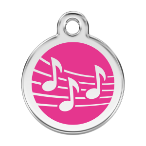 Bright Pink Music Dog ID Tag Large