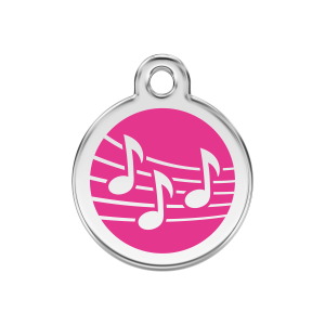 Bright Pink Music Dog ID Tag Medium