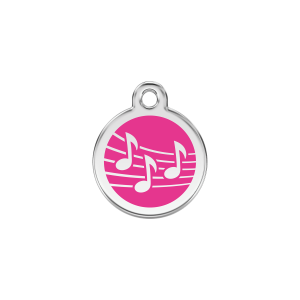 Bright Pink Music Cat ID Tag Small