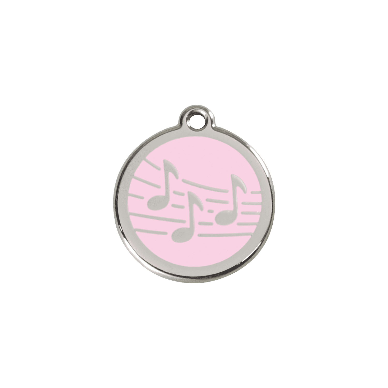 Vue avant - Médaille personnalisée Red Dingo Émail et acier inoxydable - Motif Musique - Rose - Size S
