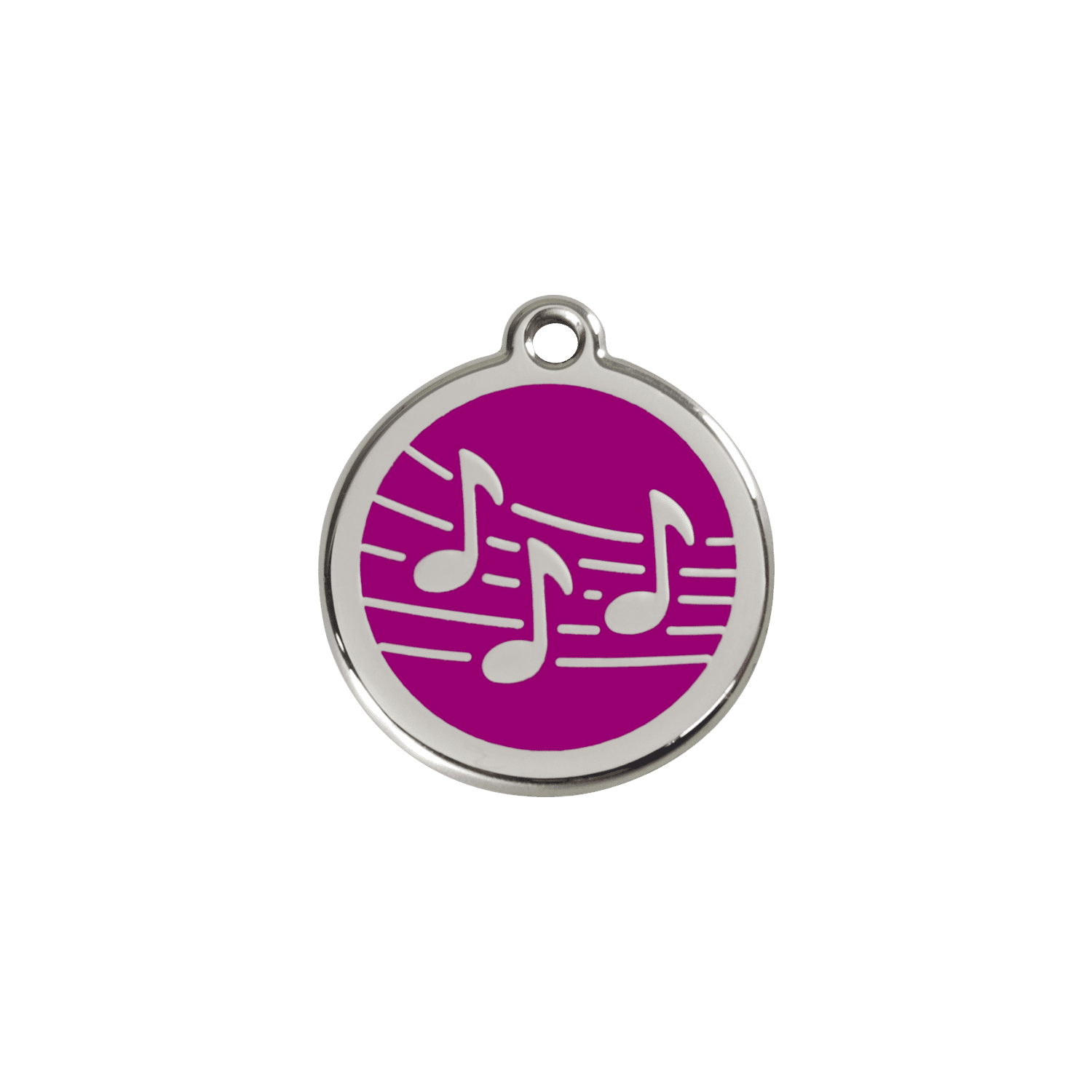 Vue avant - Médaille personnalisée pour chien/chat Red Dingo Émail/Acier inoxydable - Motif Musique - Violet - Size S