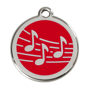 Red Music Dog ID Tag Large