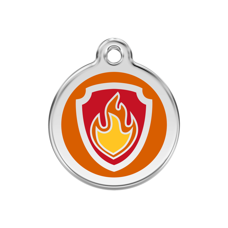 Vue avant - Médaille personnalisée pour chien Red Dingo Émail et acier inoxydable Nickelodeon Marshall Orange - Size M