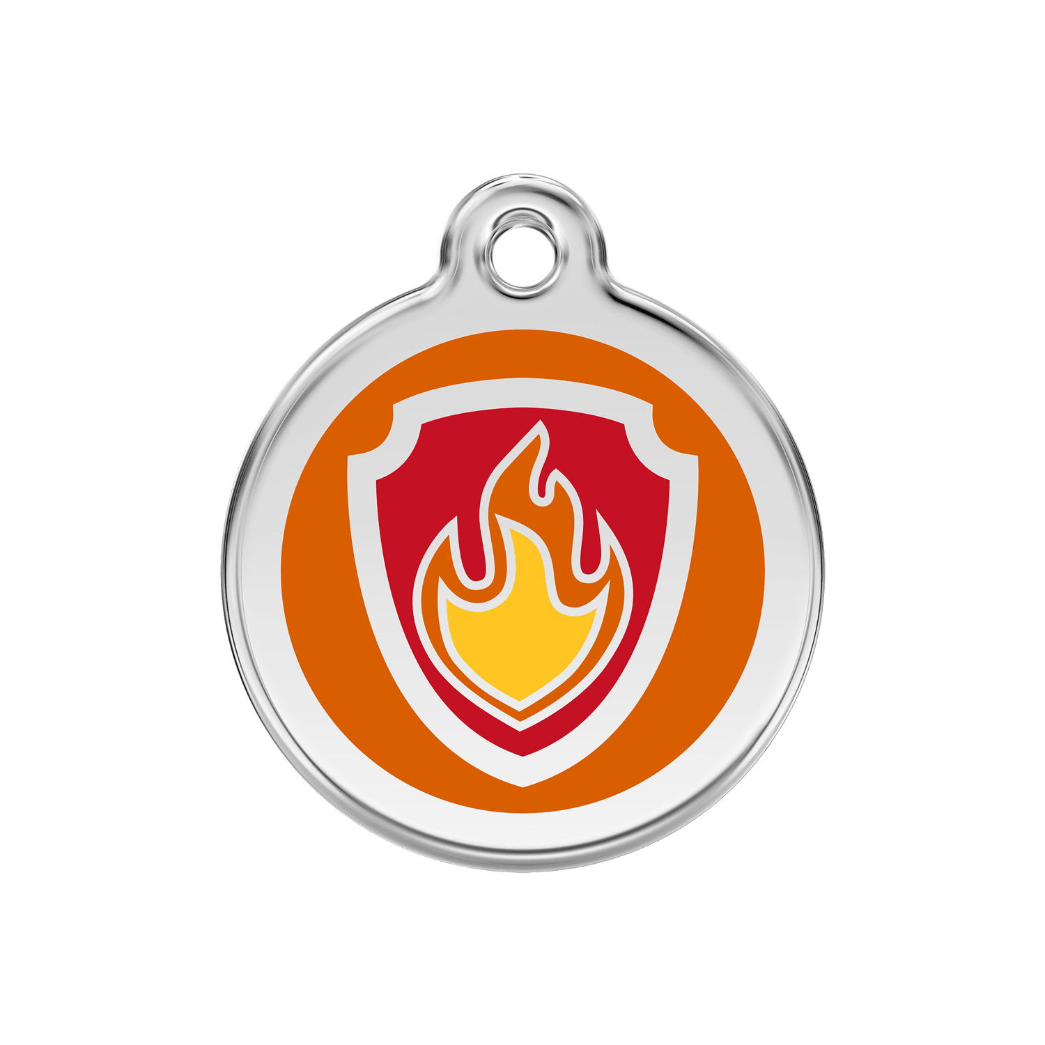 Vue avant - Médaille personnalisée pour chien Red Dingo Émail et acier inoxydable Nickelodeon Marshall Orange - Size M