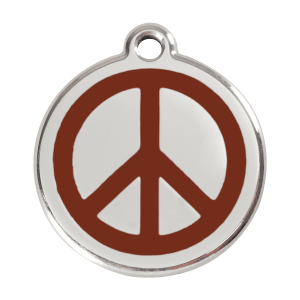 Brown Peace Dog ID Tag Large