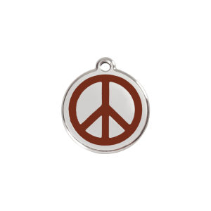 Brown Peace Cat ID Tag Small