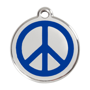 Dark Blue Peace Dog ID Tag Large