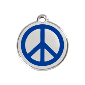 Dark Blue Peace Dog ID Tag Medium