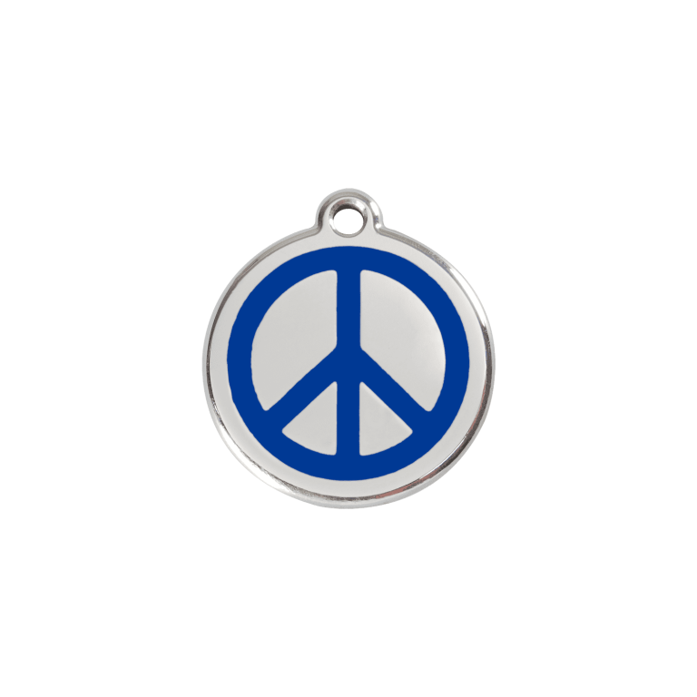 Vue avant - Médaille personnalisable pour chien/chat Red Dingo Émail/Acier inoxydable - Motif Paix - Bleu foncé - Size S