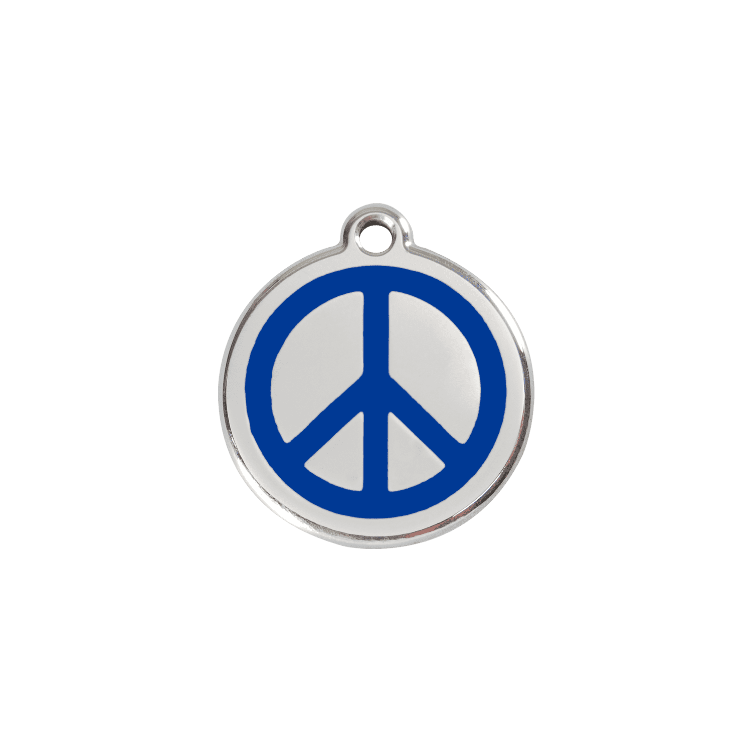 Vue avant - Médaille personnalisable pour chien/chat Red Dingo Émail/Acier inoxydable - Motif Paix - Bleu foncé - Size S