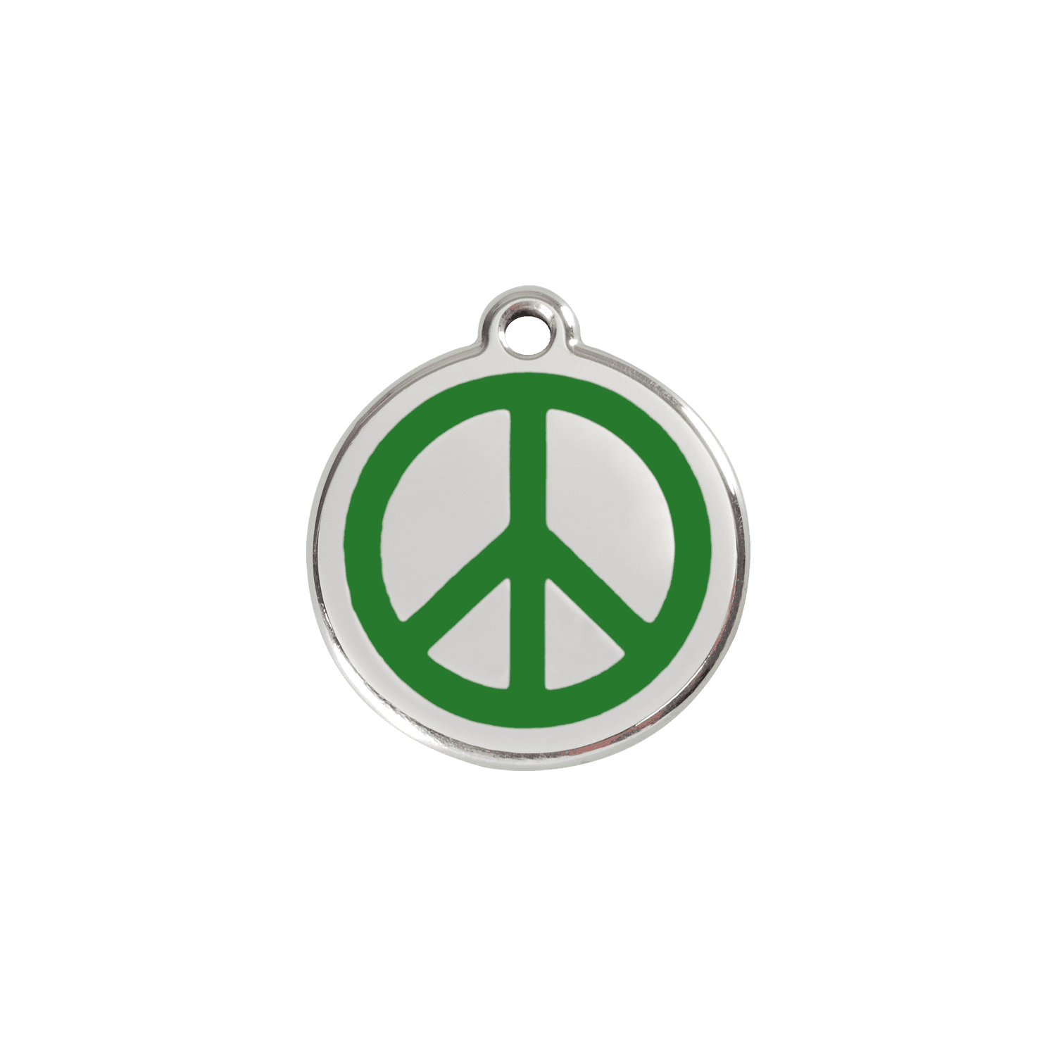 Vue avant - Médaille personnalisée pour chien/chat Red Dingo Émail & acier inoxydable - Motif Paix - Vert - Size S
