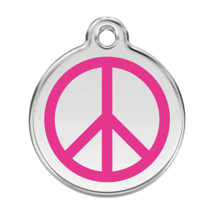 Bright Pink Peace Dog ID Tag Large