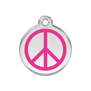 Bright Pink Peace Dog ID Tag Medium