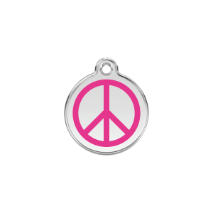 Bright Pink Peace Cat ID Tag Small