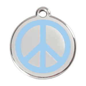 Light Blue Peace Dog ID Tag Large