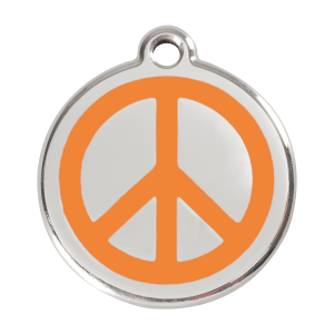 Orange Peace Dog ID Tag Large Enamel & Stainless Steel