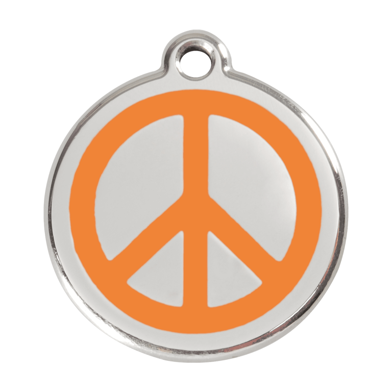 Vue avant - Médaille personnalisable en émail et acier inoxydable - Motif Paix - Orange - Size L - Red Dingo
