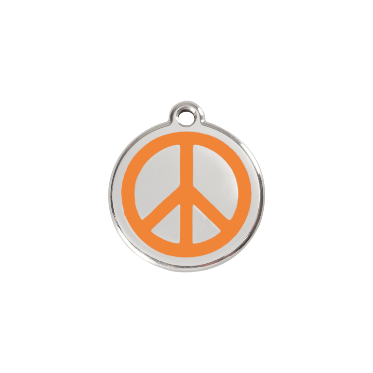 Vue avant - Médaille personnalisable en émail et acier inoxydable pour chat - Orange - Red Dingo