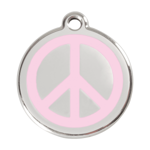 Pink Peace Dog ID Tag Large