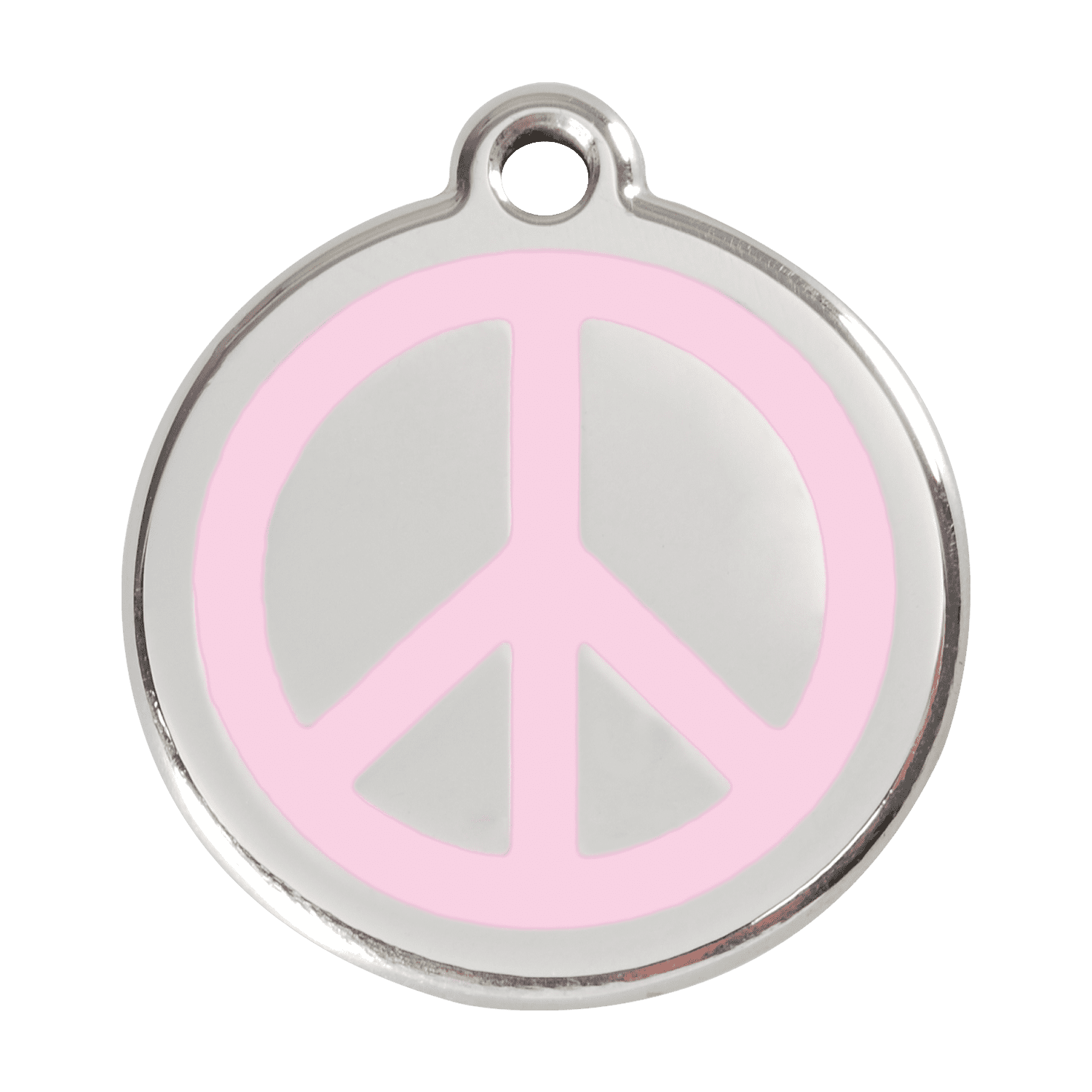 Vue avant - Médaille personnalisée en émail et acier inoxydable - Motif Paix - Rose - Size L - Red Dingo
