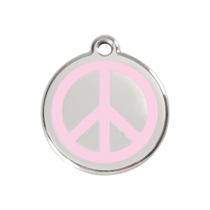 Pink Peace Dog ID Tag Medium