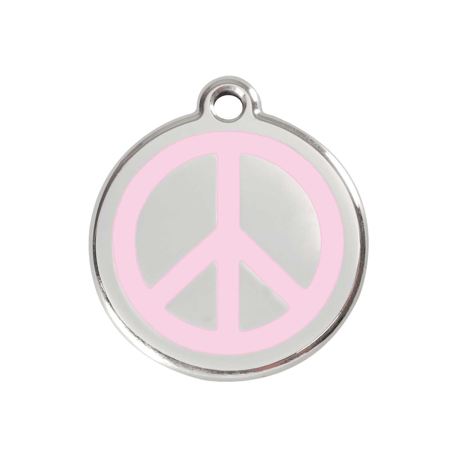 Vue avant - Médaille personnalisée pour chien/chat Red Dingo Émail/Acier inoxydable - Motif Paix - Rose - Size M