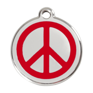 Red Peace Dog ID Tag Large Enamel & Stainless Steel